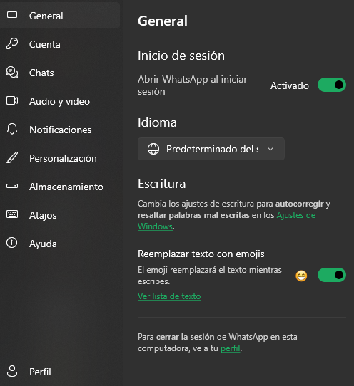 Iniciar WhatsApp al iniciar sesión