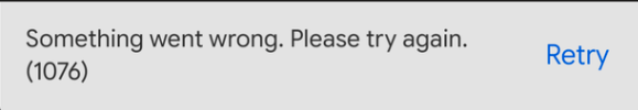 Pantalla mostrando el mensaje de error 1076 en Google Gemini 'Something went wrong'